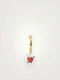 24K Goldplated Heart Cotton Candy Earring With Crystal And Pearl