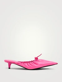 Scrunch Knife Leather Kitten Heel Mules