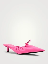 Scrunch Knife Leather Kitten Heel Mules