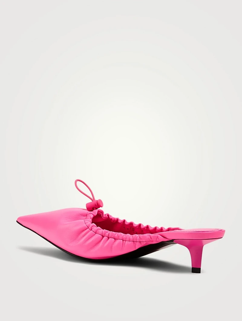 Scrunch Knife Leather Kitten Heel Mules