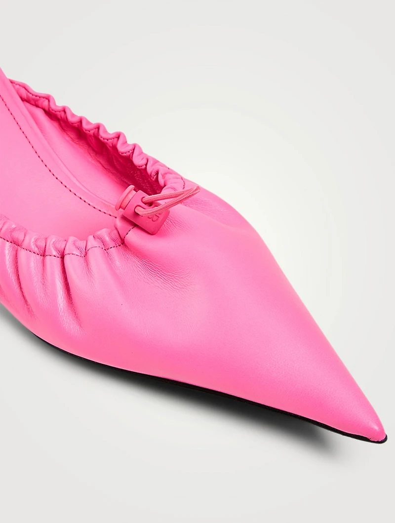 Scrunch Knife Leather Kitten Heel Mules