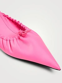 Scrunch Knife Leather Kitten Heel Mules