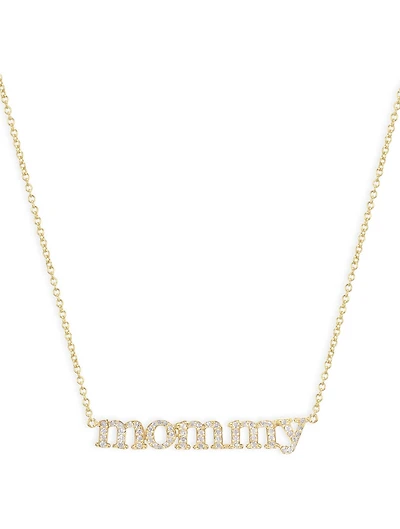18K Gold Mommy Necklace With Diamonds
