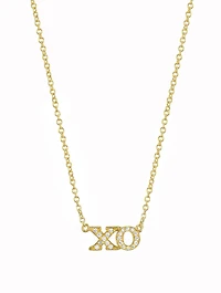18K Gold XO Necklace With Diamonds