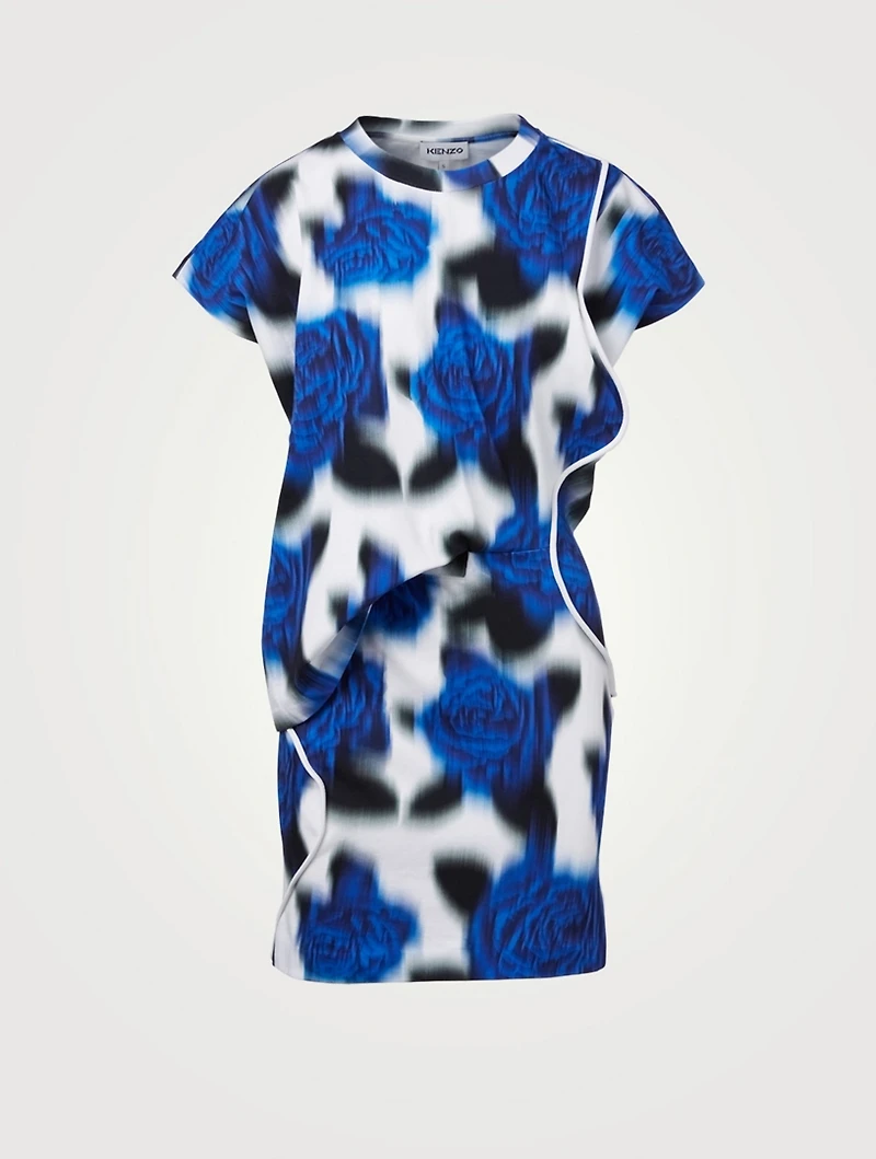 Cotton T-Shirt Dress Roses Print