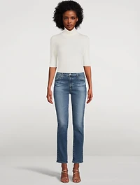 Leenda Short-Sleeve Wool Turtleneck Sweater