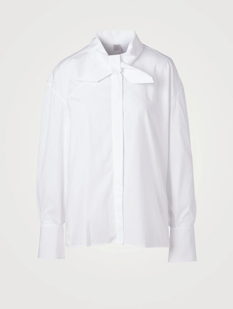 Cotton Oversized Shirt With Neck Tie