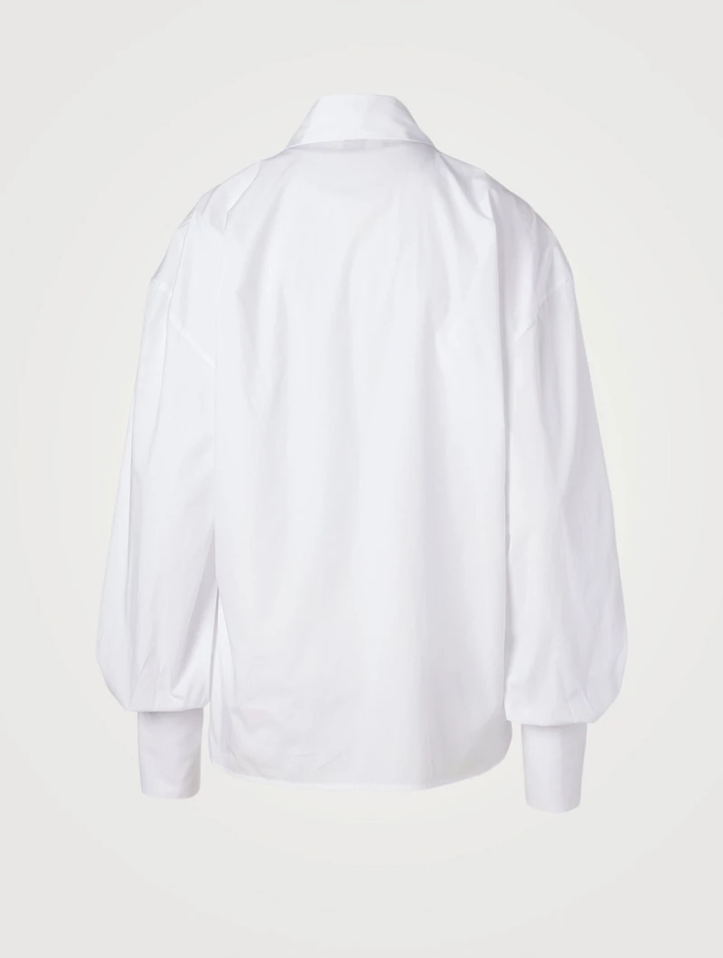 Cotton Oversized Shirt With Neck Tie