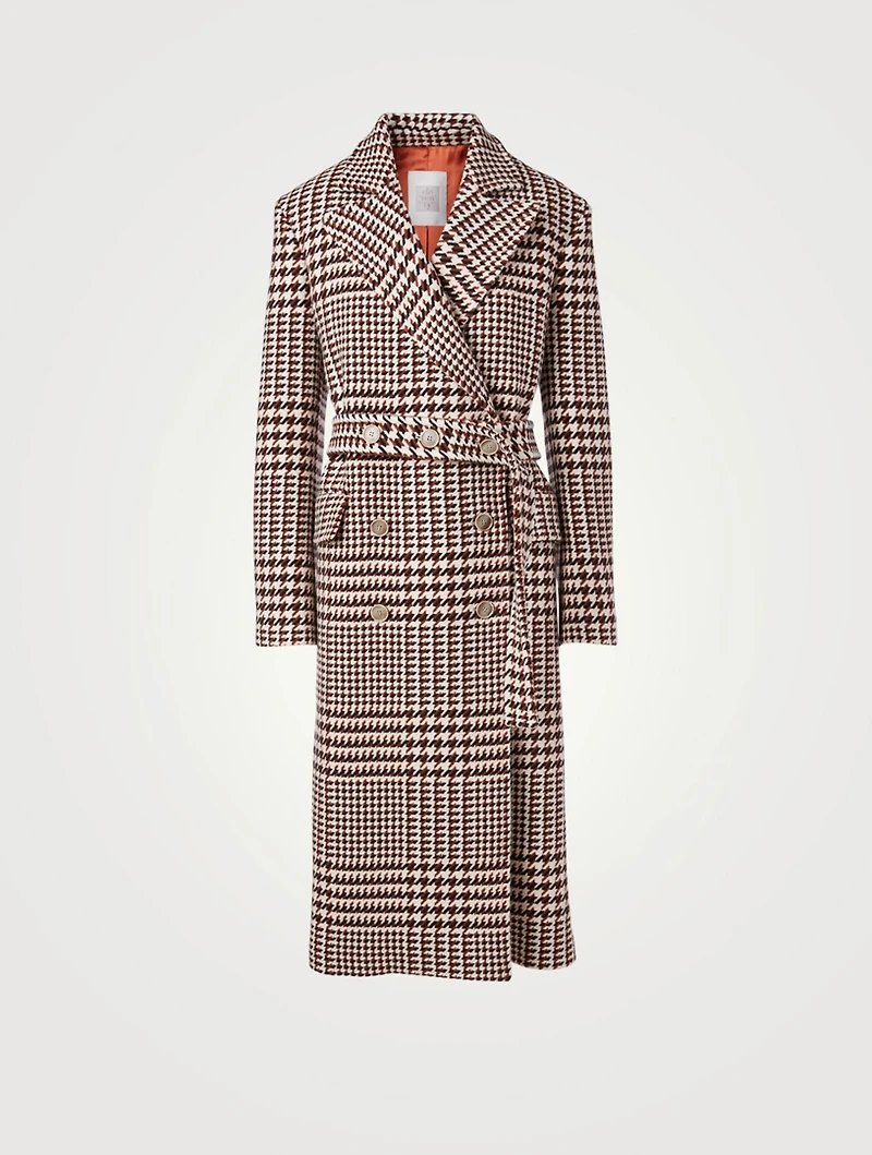 Wool-Blend Double-Breasted Coat With Belt