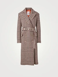 Wool-Blend Double-Breasted Coat With Belt