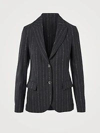 Wool Stretch Blazer Striped Print