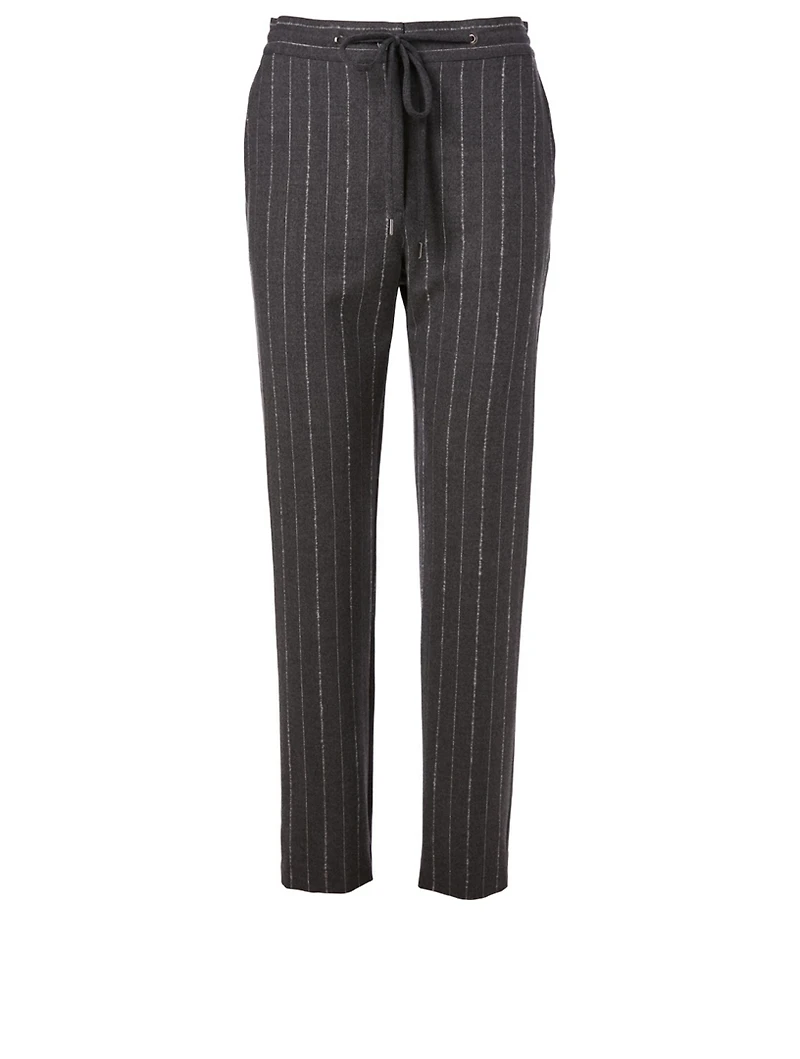 Wool Stretch Jogger Pants Striped Print