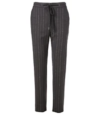 Wool Stretch Jogger Pants Striped Print