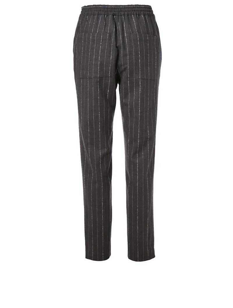 Wool Stretch Jogger Pants Striped Print