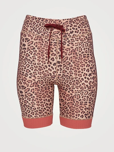 High-Waisted Spin Shorts Leopard Print