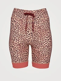 High-Waisted Spin Shorts Leopard Print