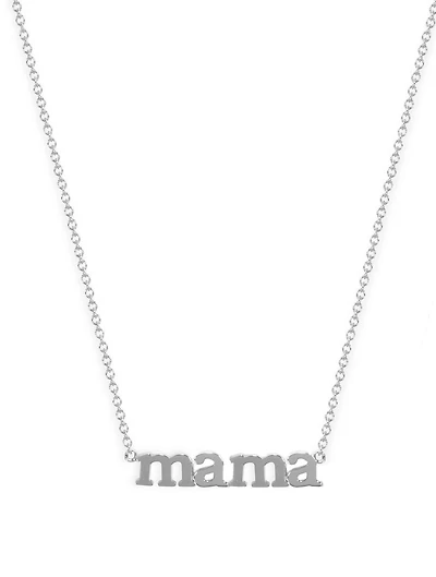 18K White Gold Mama Necklace
