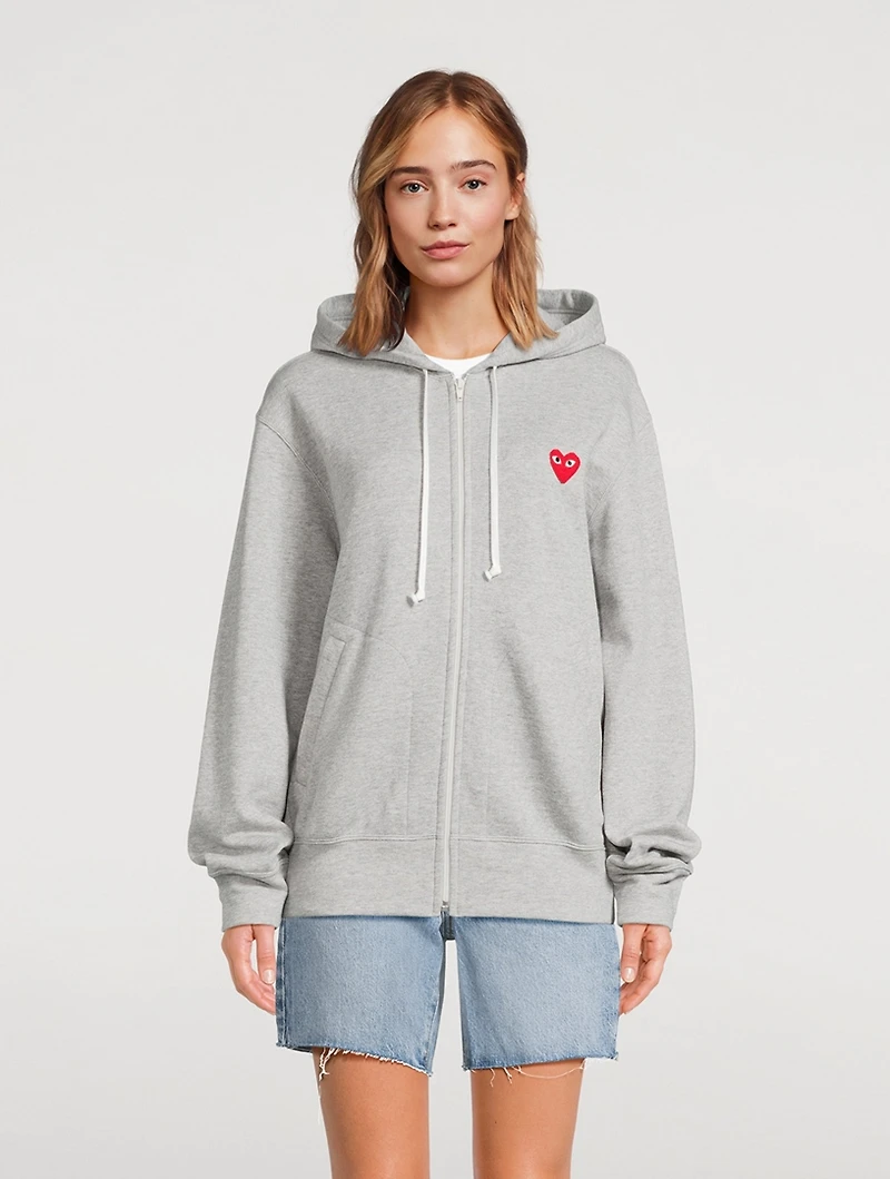 Cotton Zip Hoodie With Heart
