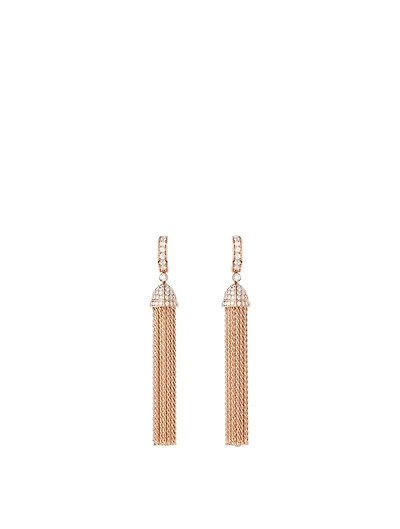 Pompon Rose Gold Pendant Earrings With Diamonds