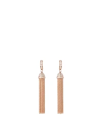 Pompon Rose Gold Pendant Earrings With Diamonds