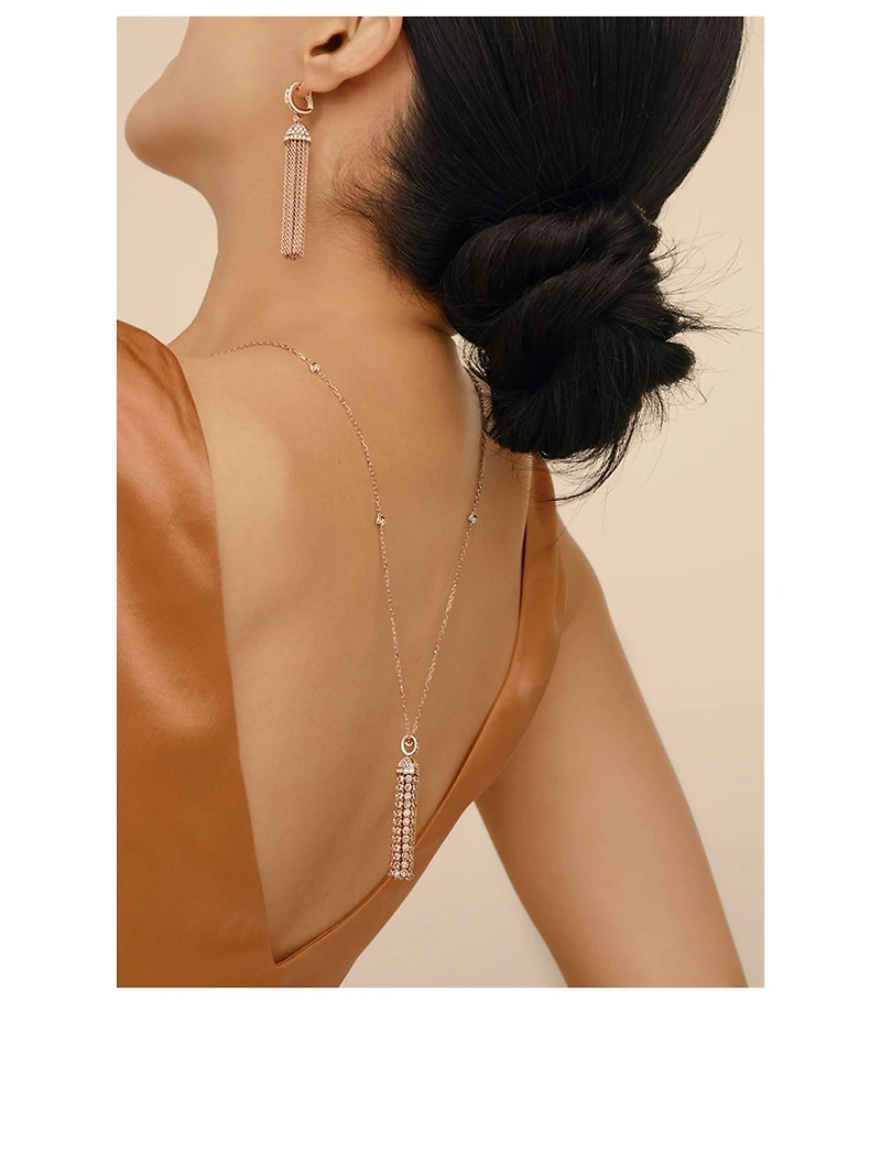 Pompon Rose Gold Pendant Earrings With Diamonds