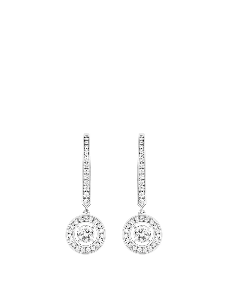 Ava White Gold Round Sleeper Earrings With Diamonds