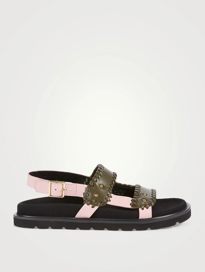 Turnover Mold Leather Slingback Sandals