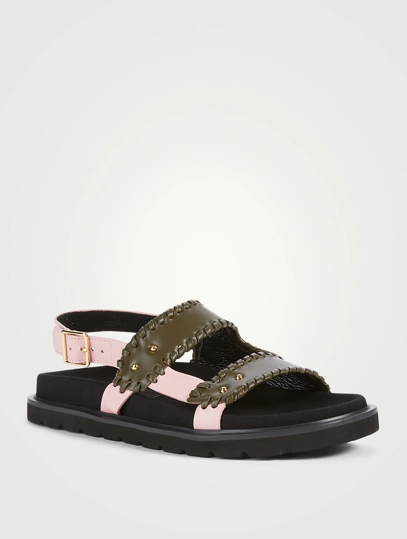 Turnover Mold Leather Slingback Sandals