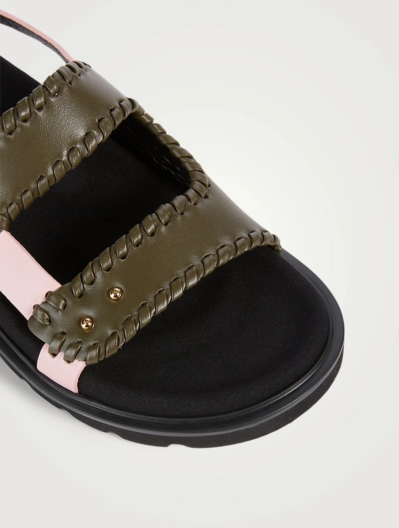 Turnover Mold Leather Slingback Sandals