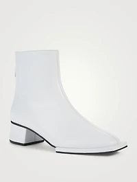 Classic Zipper Leather Heeled Ankle Boots