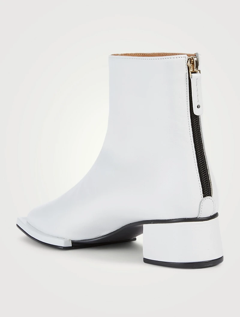 Classic Zipper Leather Heeled Ankle Boots