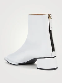 Classic Zipper Leather Heeled Ankle Boots
