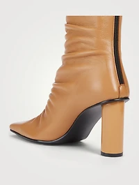 Wrinkle Leather Heeled Ankle Boots