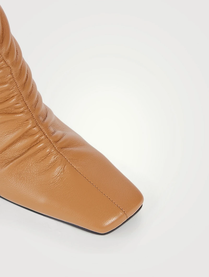 Wrinkle Leather Heeled Ankle Boots