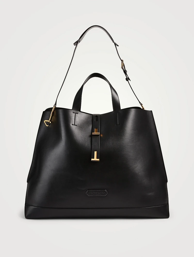 T Twist Leather Tote Bag