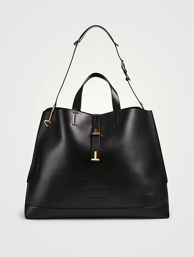 T Twist Leather Tote Bag