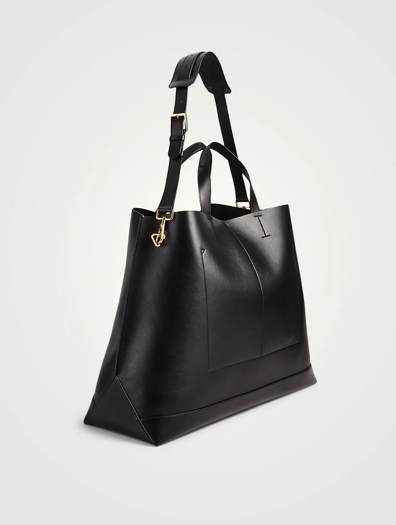 T Twist Leather Tote Bag