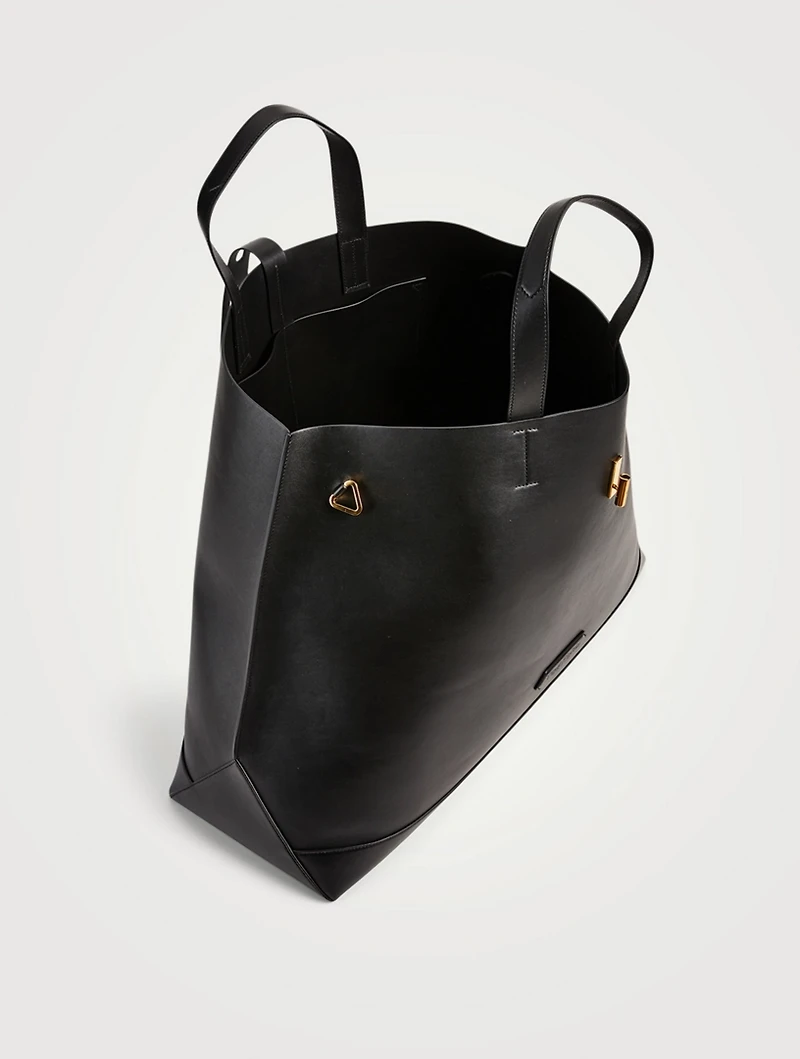 T Twist Leather Tote Bag