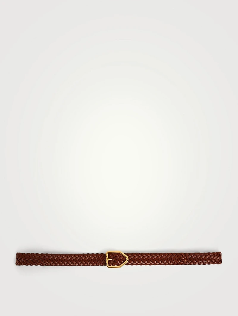 Lozenge Buckle Woven Leather Belt