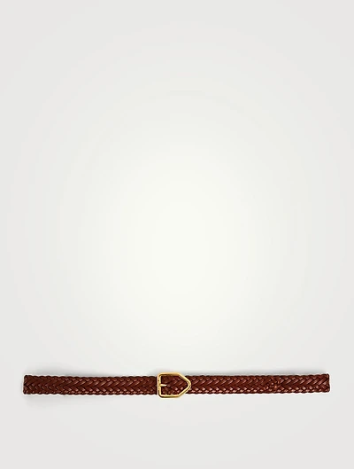 Lozenge Buckle Woven Leather Belt