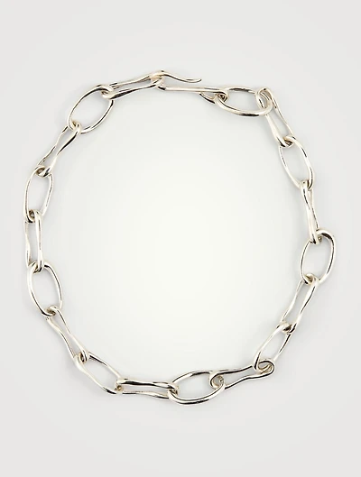 Sterling Silver Roman Chain Collar Necklace