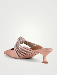 Celeste 45 Grosgrain Mules With Knotted Crystal Strap