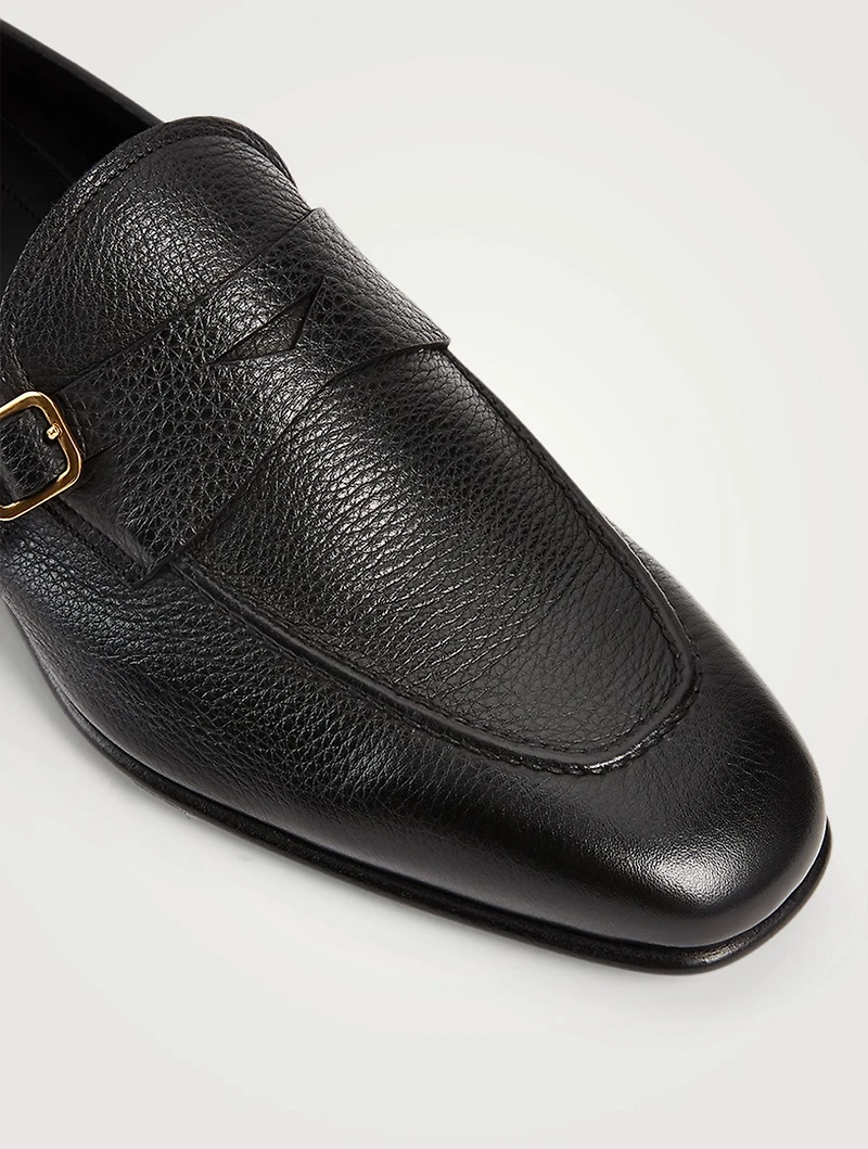 Dover Grained Leather Buckle Loafers