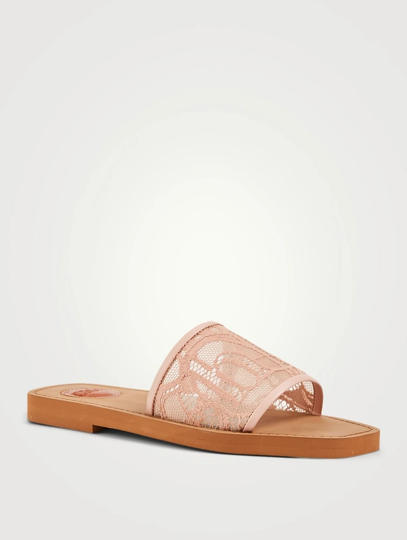 Woody Lace Logo Slide Sandals