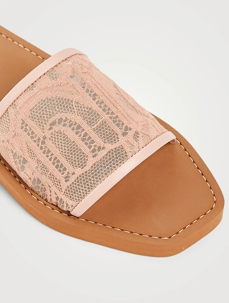 Woody Lace Logo Slide Sandals