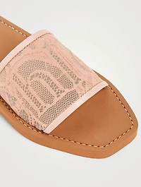 Woody Lace Logo Slide Sandals