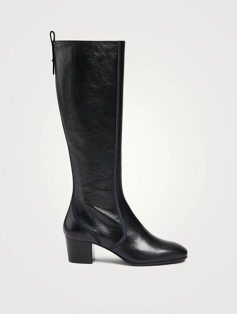 Goldee Leather Heeled Knee-High Boots
