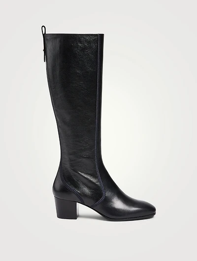 Goldee Leather Heeled Knee-High Boots