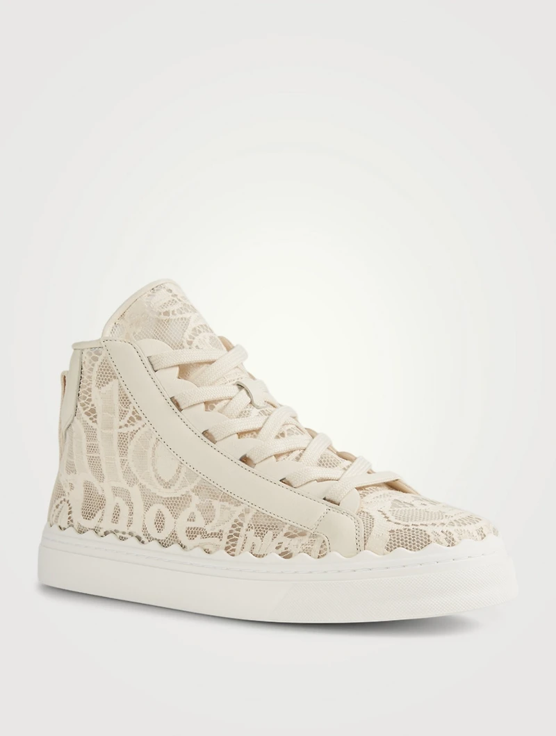 Lauren Lace Logo High-Top Sneakers