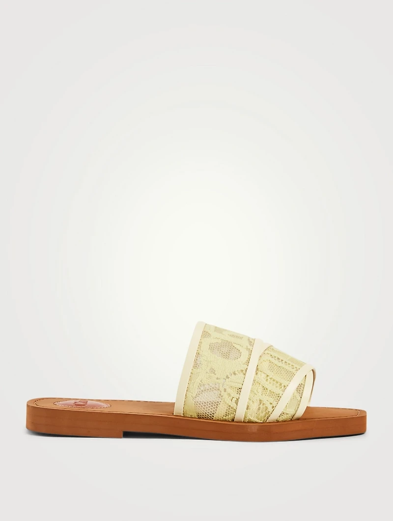 Woody Lace Logo Slide Sandals